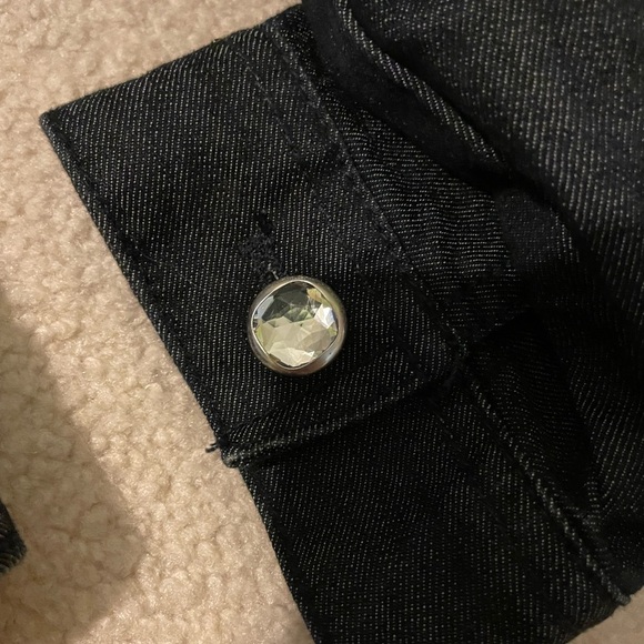 Chico’s platinum denim bling jacket size 1 =medium (8) like new - Picture 8 of 12